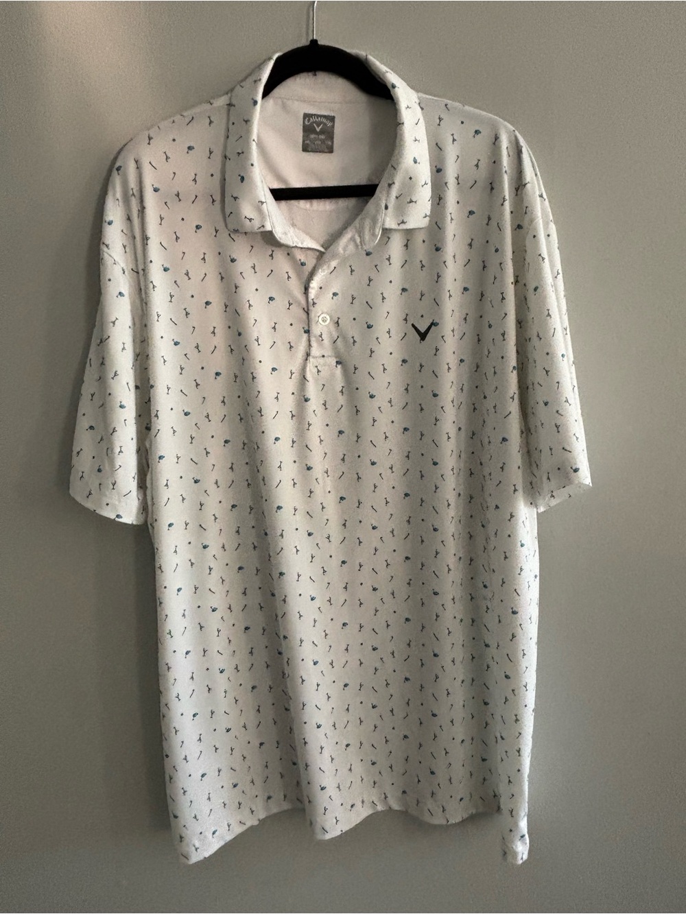 Callaway Men's White Polo with Navy Micro-Print Size XXL